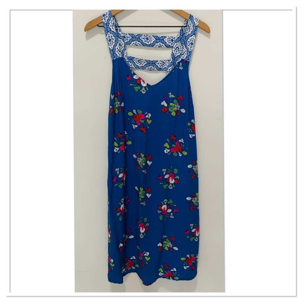 Matilda Jane Perfectly Polished Midi Dress V Neck Floral Print Blue White Large - Picture 4 of 10